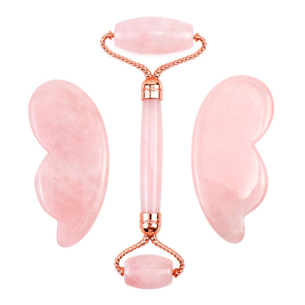 Pink Crystal Roller Butterfly Jade Facial Beauty Massager - Image 4