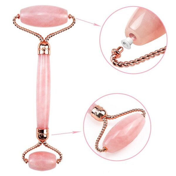 Pink Crystal Roller Butterfly Jade Facial Beauty Massager - Image 2
